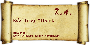 Kálnay Albert névjegykártya