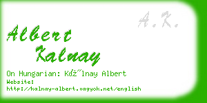 albert kalnay business card